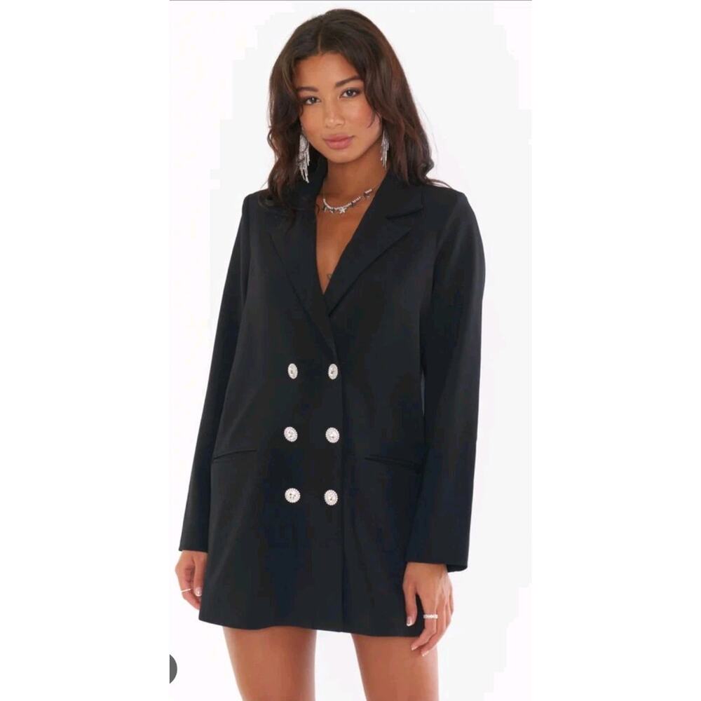 Show Me Your Mumu Women's Bling Blazer Dress Sz Small Black Suiting Revolve